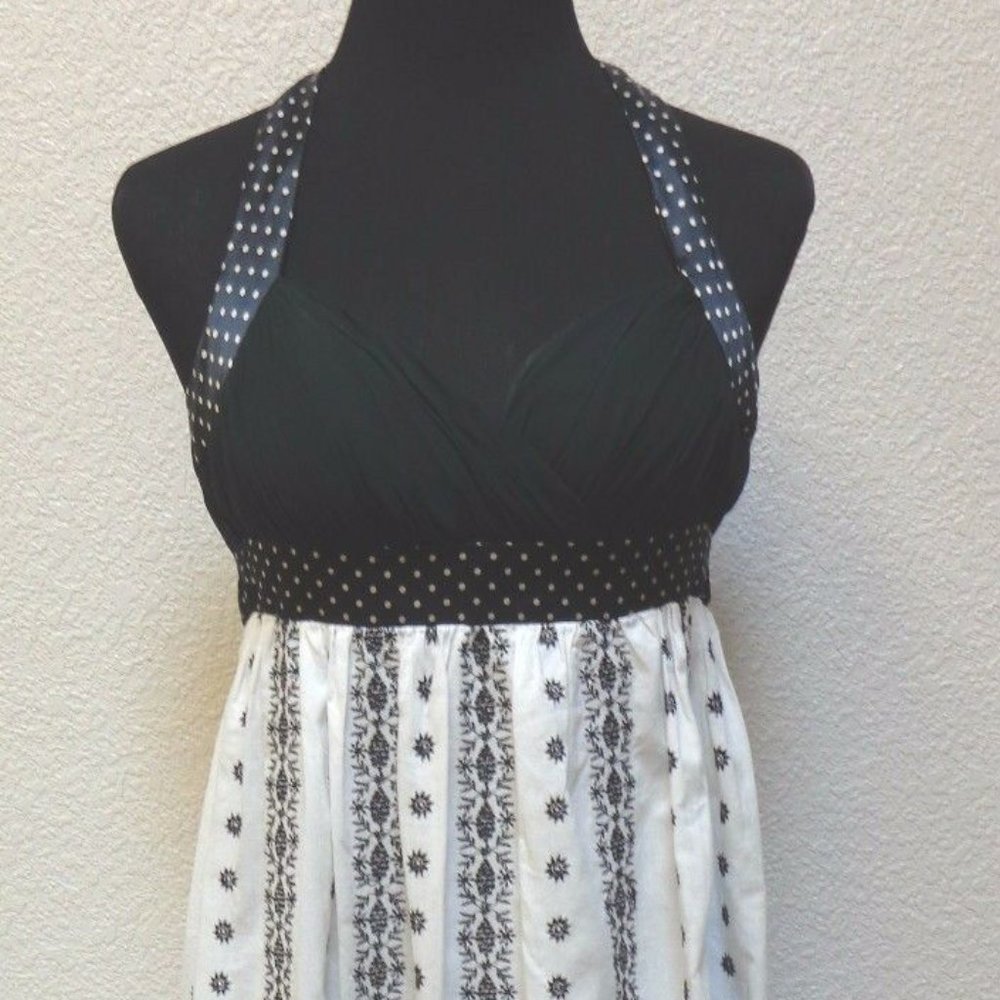 👁️3 for $20 HALTER BLACK & WHITE SILK DRESS